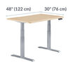 Electric Standing Desk with ComfortEdge in 48x30 light wood is 30 inches deep and 48 inches wide